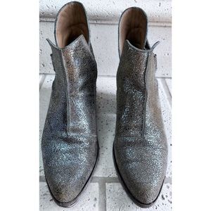 Colleen Cordero Ankle Booties Metallic Leather Gold Silver Shimmer Sz 8.5